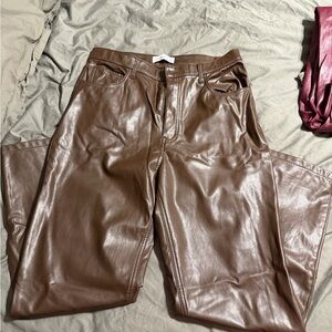 Sleek Brown Leather Trousers